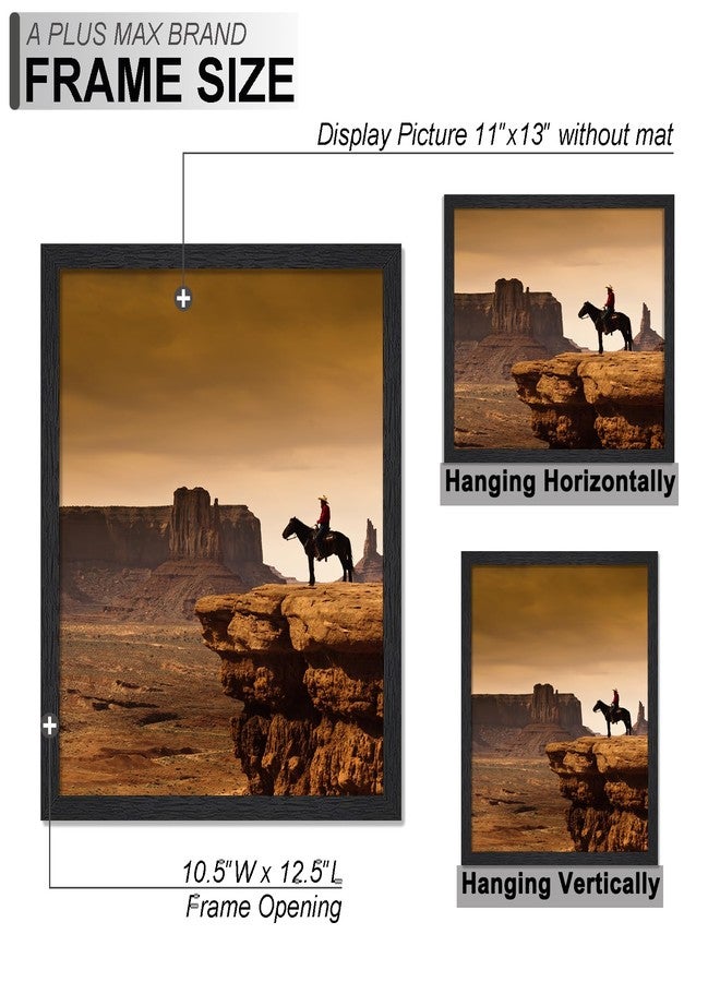 A PLUS MAX 11x13 Picture Frame, Black Engineered Wood Frame for 11 x 13 Inch Picture Poster Photo, Light Weight 11 by 13 Frame with Wood-grain for Wall - 1 Pack/Black/11 x13 - Image 4